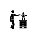 icon eltern kind turnen schwarz 50mm